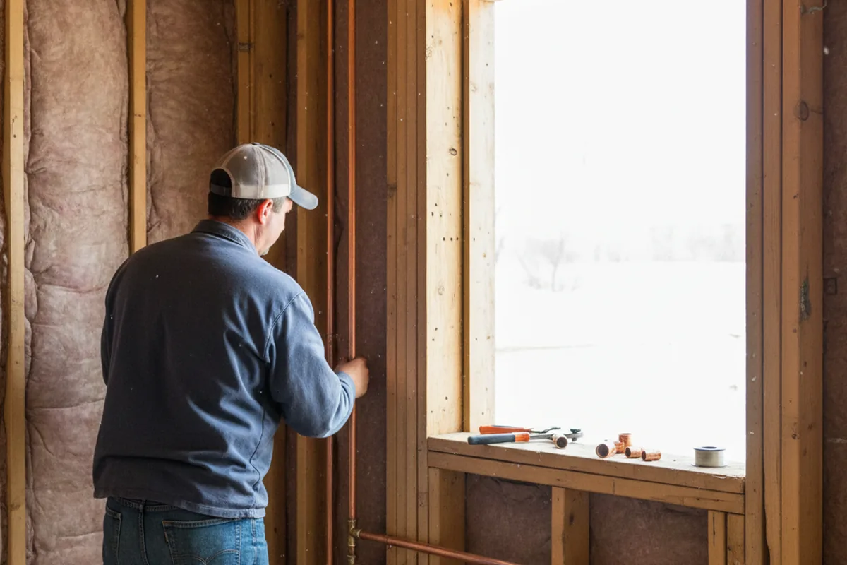 Licensed plumber running new copper supply lines in a Lincoln home
